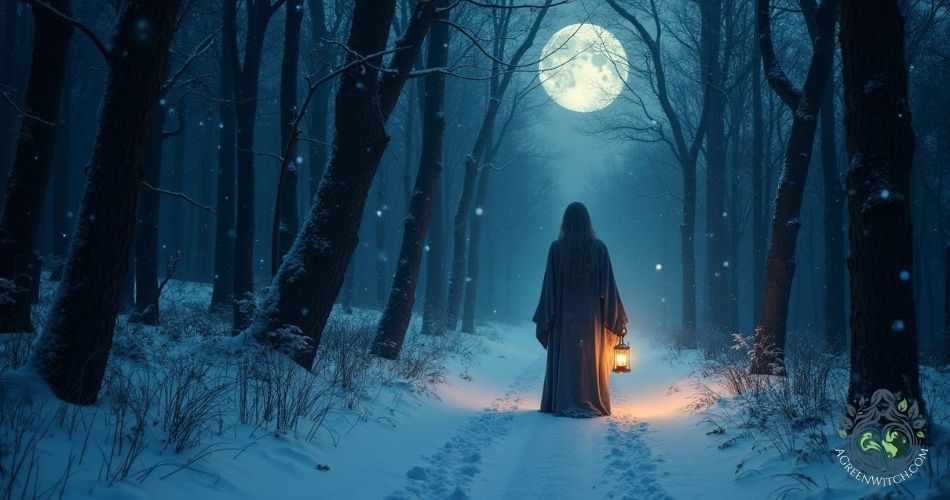 Yule Winter Solstice Green Witch Rituals Walking in Snow Spiritual