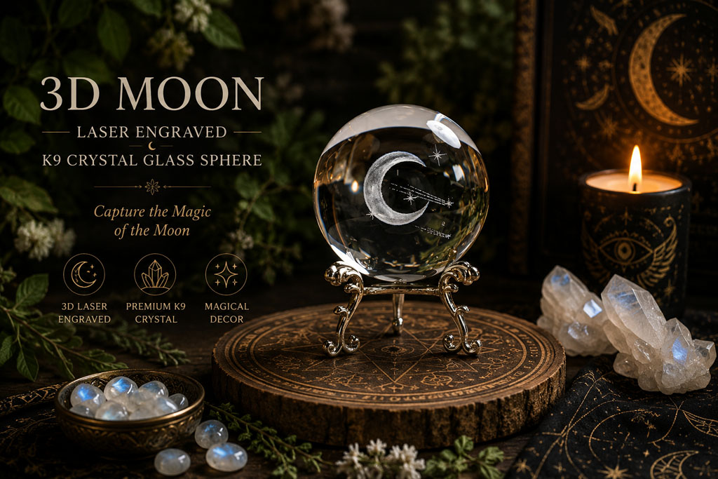 Moon Engraved Crystal Sphere
