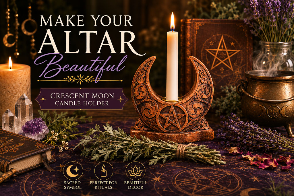 crescent moon candle holder is perfect for any mystical home decor!