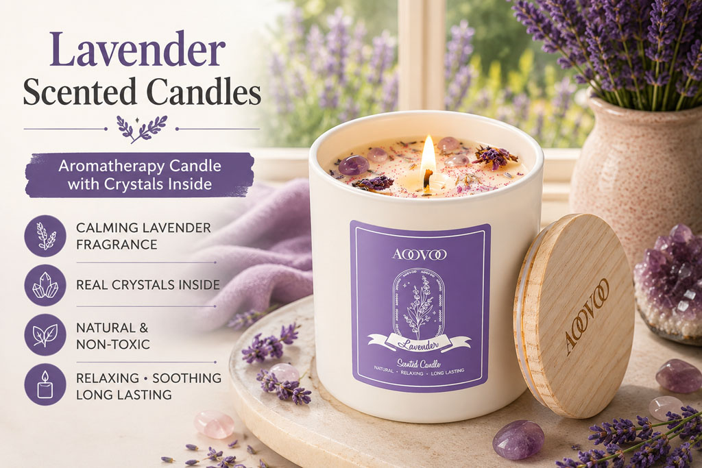 Lavender and Crystals Candle
