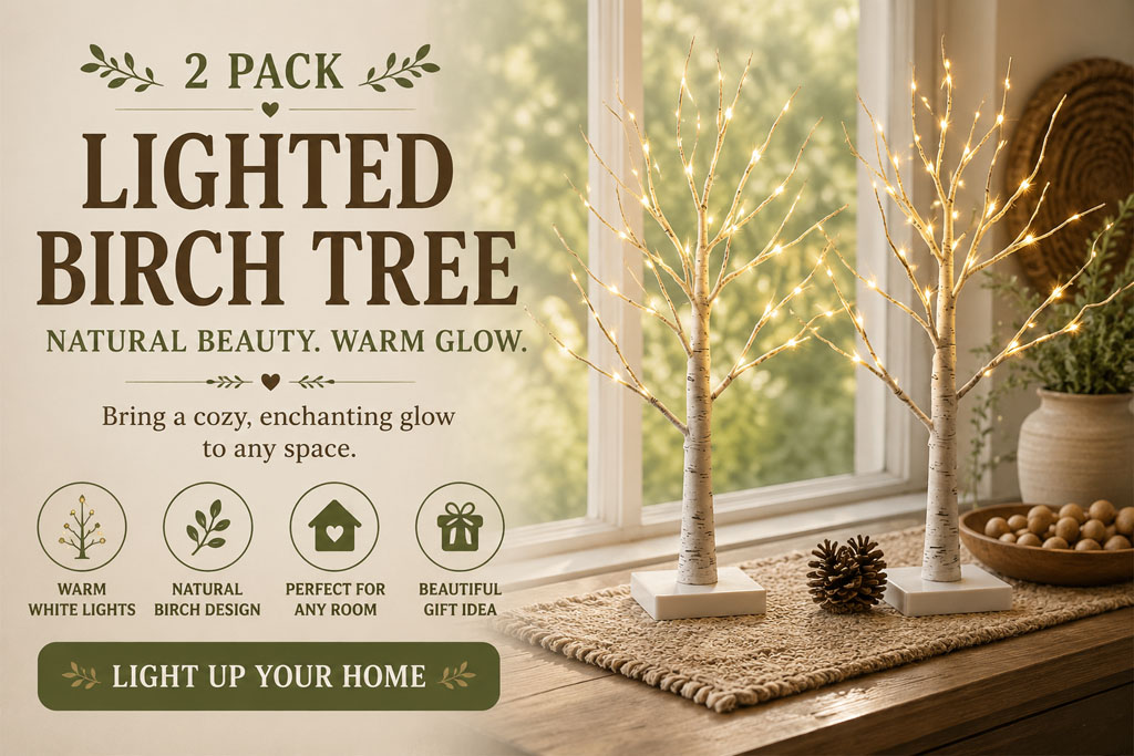Lighted Mini Birch Trees