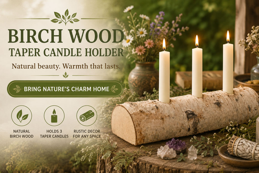 birchwood candle holder log