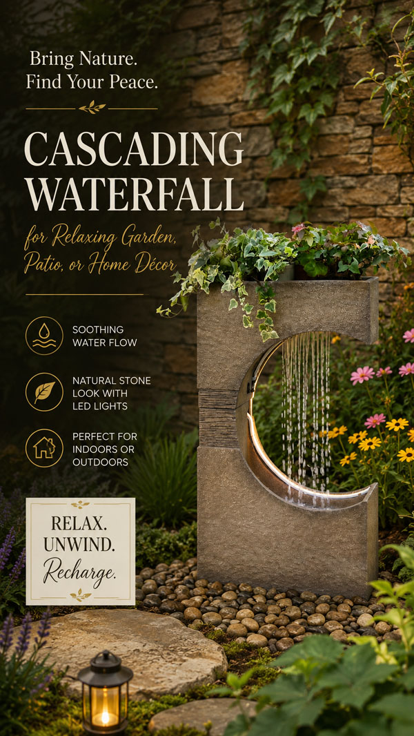 C Shaped water fountain