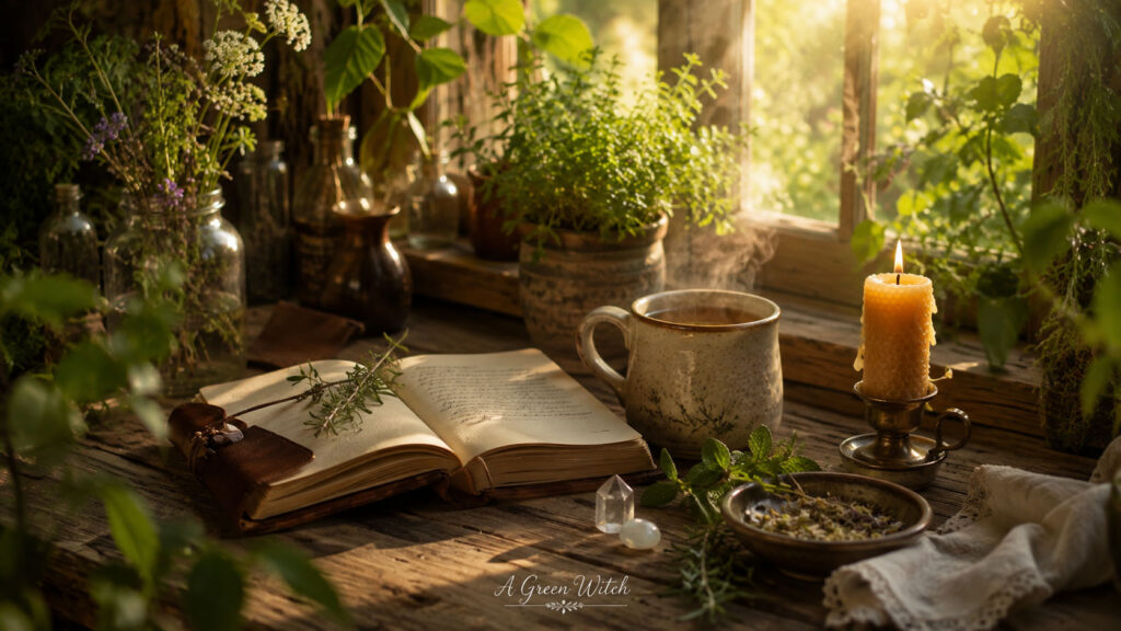 Tea intention at altar 5 minute Green Witch Rituals